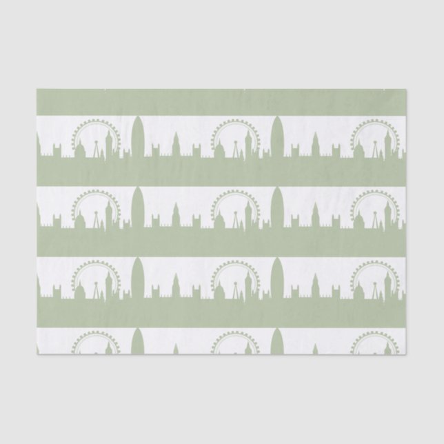 London Skyline Sage tissues paper (Front)