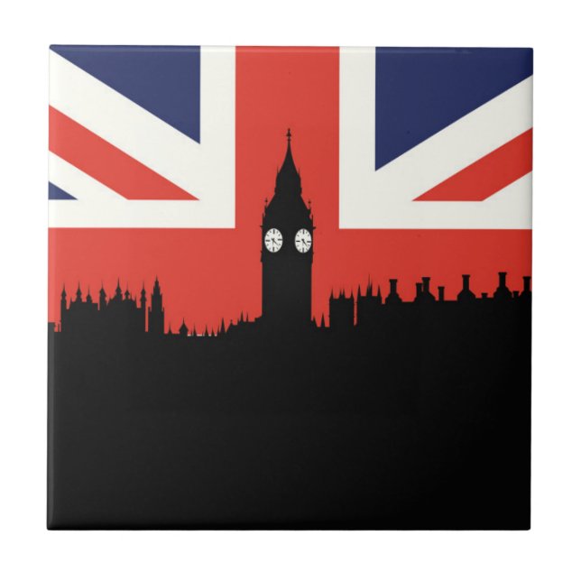 London Skyline | The British Flag Ceramic Tile (Front)