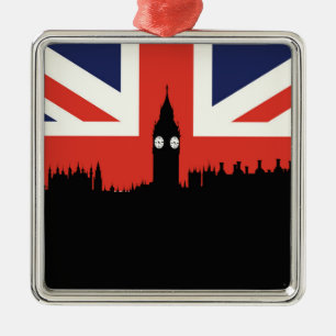London Skyline   The British Flag Metal Ornament