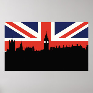 London Skyline The British Flag Poster
