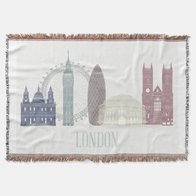 London Skyline Throw Blanket (Front)