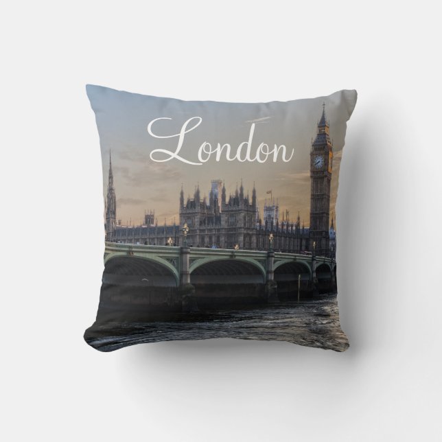 London Skyline Throw Pillow (Front)