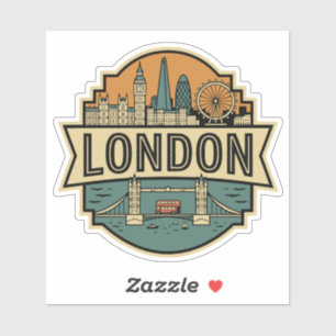 London Skyline UK Vintage Travel Badge Sticker