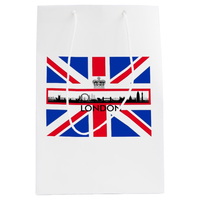 London Skyline Union Jack Flag Medium Gift Bag (Front)