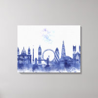 London Skyline - Watercolor Blue