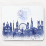 London Skyline - Watercolor Blue Mouse Pad<br><div class="desc">London Skyline Watercolour Splash Blue by Fab Funky. Features famous landmarks of London in a watercolor style.</div>