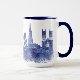 London Skyline - Watercolor Blue Mug