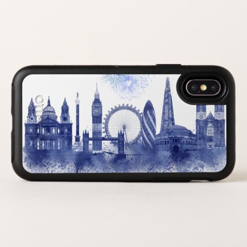 London Skyline _ Watercolor Blue OtterBox Symmetry iPhone X Case