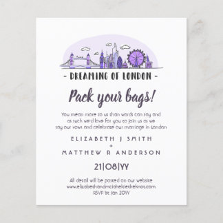 LONDON Skyline Wedding Handdrawn Budget Invites