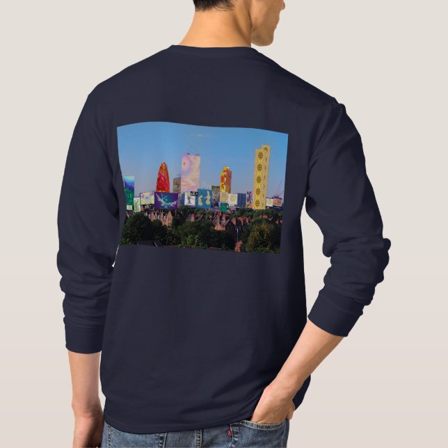 London skylines collage ls mens t-shirt back/front (Back)
