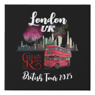 London skyscape Red Bus Coronation 2025 Fireworks Faux Canvas Print