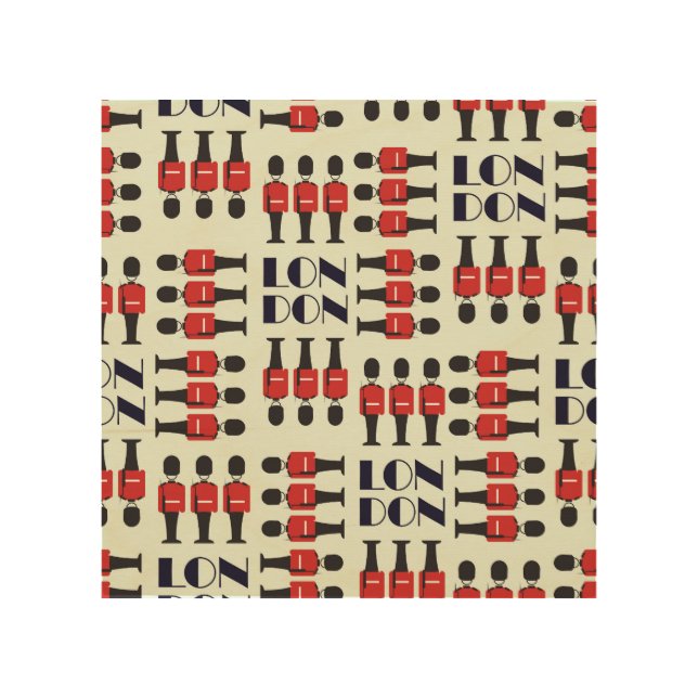 London, soldiers, seamless pattern wood wall art (Front)