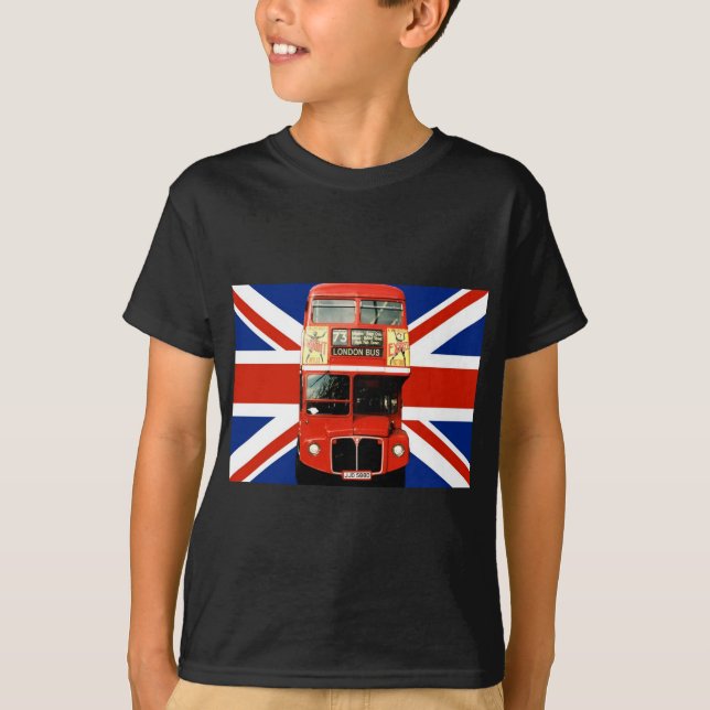 London Souvenirs & Gifts with Bus and British Flag T-Shirt (Front)