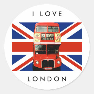 London Stickers with Bus and British Flag 2