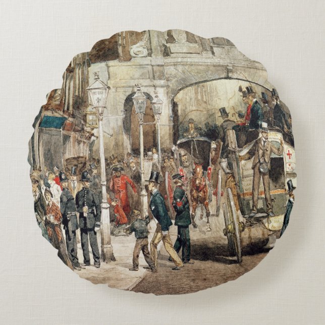 London Street, 1869 Round Pillow (Front)