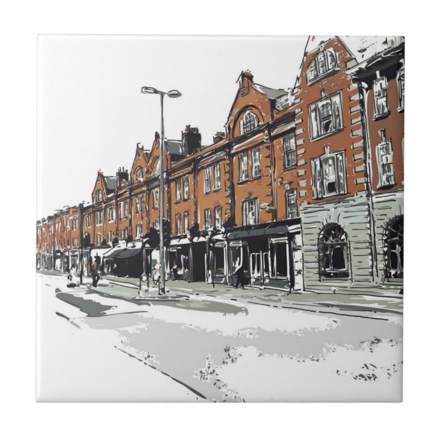 London Street Scene Ceramic Tile (Front)
