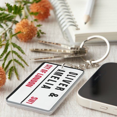 London Street Sign Custom Keychain for Couple