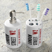 London street soap dispenser and toothbrush holder (Front)