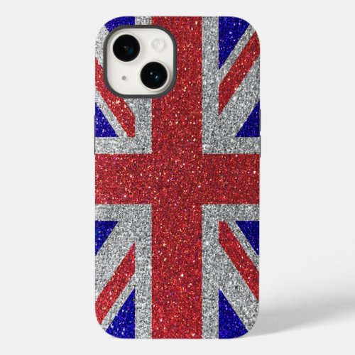 London Style Glitter Flag of UK British Union Jack Case_Mate iPhone 14 Case