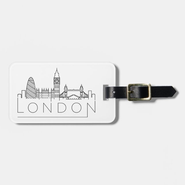 London Stylized Skyline Luggage Tag (Front Horizontal)