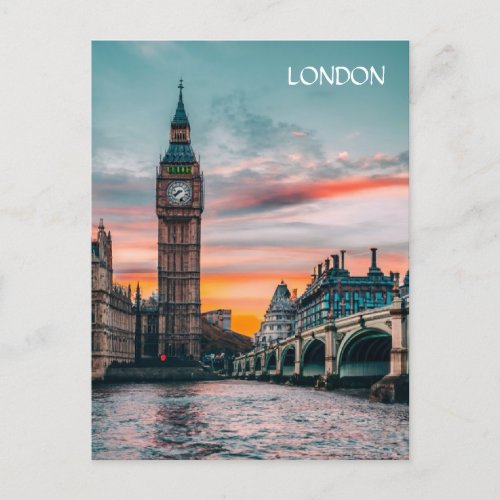 London Sunset Silhouette Postcard