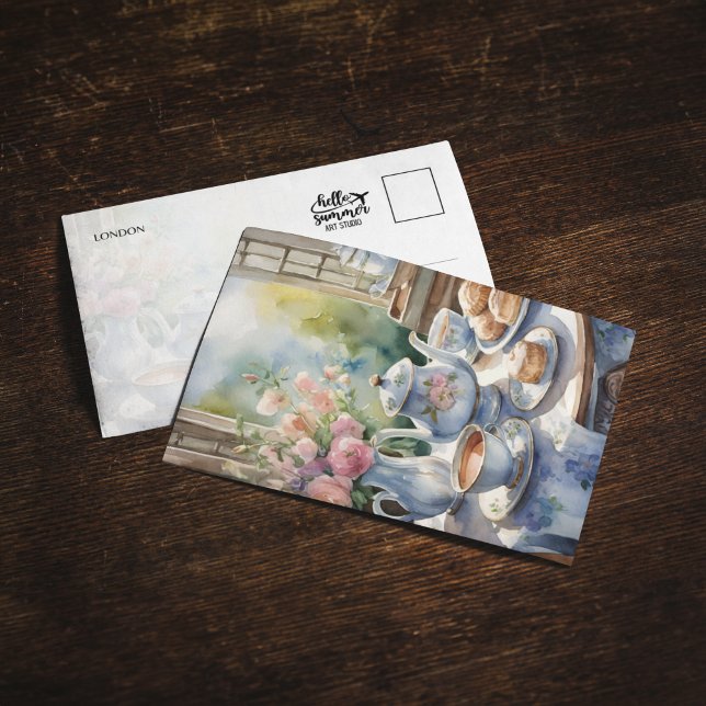 London Tea Time Watercolor Postcard (Creator Uploaded)
