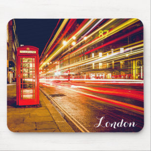 London Telephone Booth Bus City Street at Night Mouse Pad