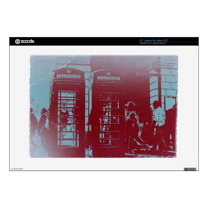 London Telephone Booth Decal For 15" Laptop