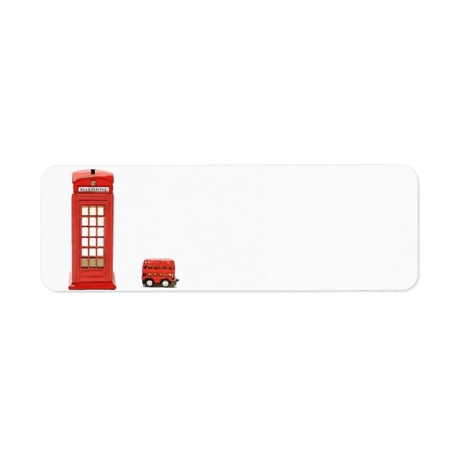 London telephone booth red double decker bus label (Front)