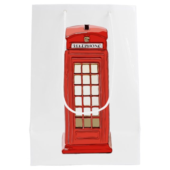 London telephone booth red double decker bus medium gift bag (Back)