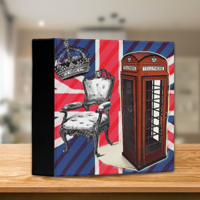London telephone booth victorian crown union jack 3 ring binder (London telephone booth victorian crown union jack 3 ring binder)