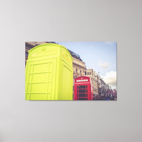 London Telephone Booths Neon Yellow  Red Canvas