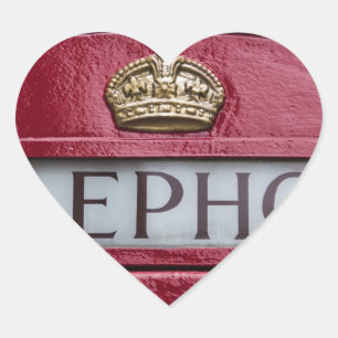 London Telephone Phone Booth Red Heart Sticker
