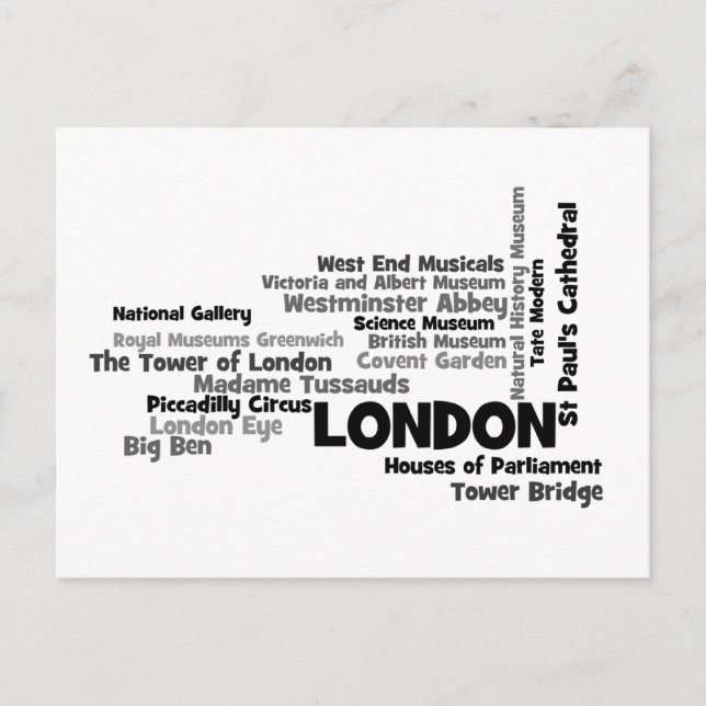 London Text Art Postcard (Front)