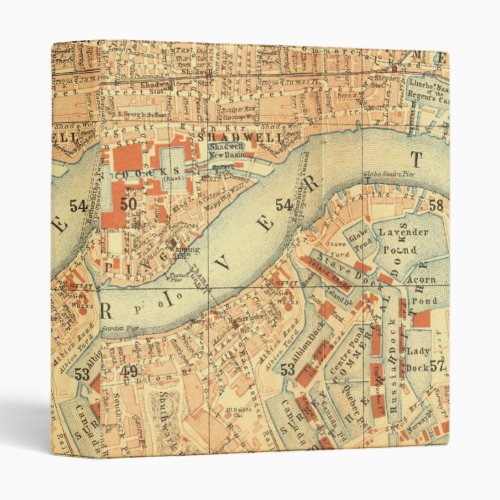 London Thames Vintage Map 3 Ring Binder