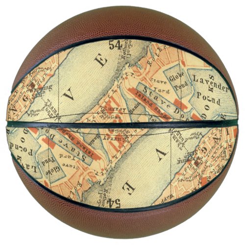 London Thames Vintage Map Basketball