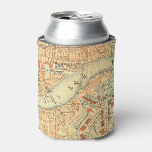 London Thames Vintage Map Can Cooler