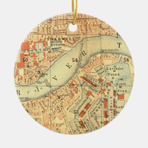 London Thames Vintage Map Ceramic Ornament