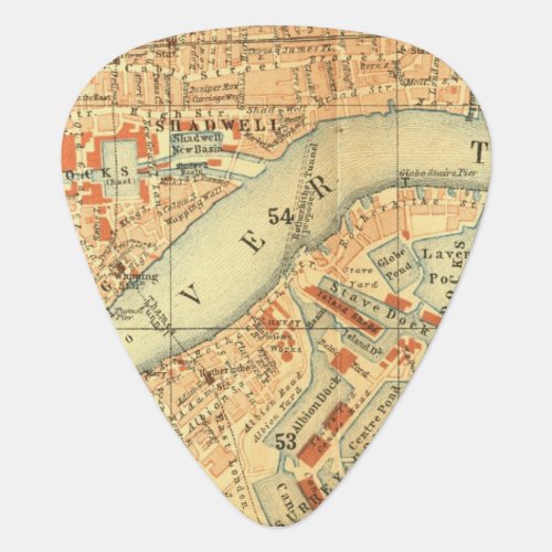 London Thames Vintage Map Guitar Pick
