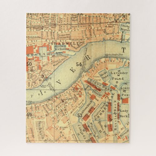 London Thames Vintage Map Jigsaw Puzzle