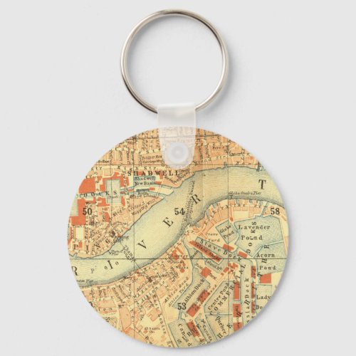 London Thames Vintage Map Keychain