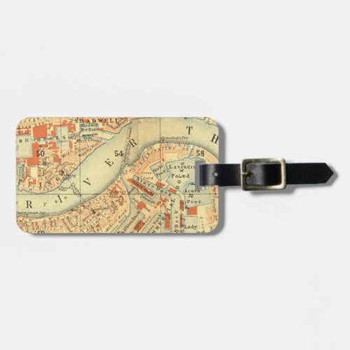 London Thames Vintage Map Luggage Tag