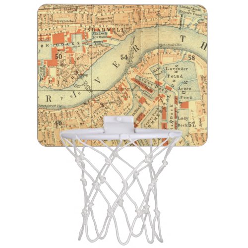London Thames Vintage Map Mini Basketball Hoop