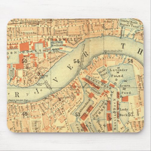 London Thames Vintage Map Mouse Pad