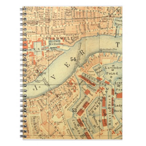 London Thames Vintage Map Notebook