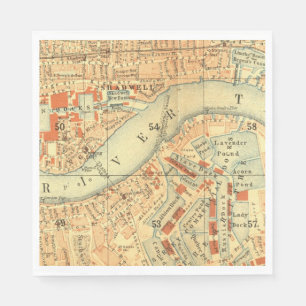 London Thames Vintage Map Paper Napkins