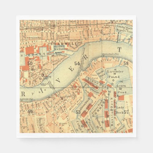 London Thames Vintage Map Paper Napkins