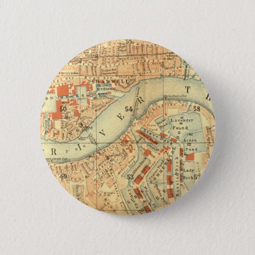 London Thames Vintage Map Pinback Button