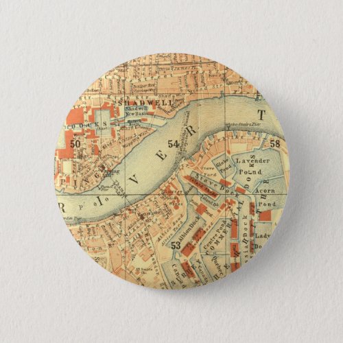 London Thames Vintage Map Pinback Button