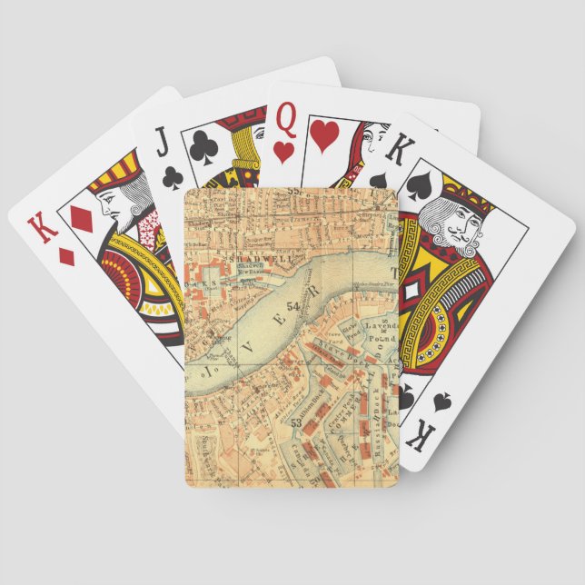 London Thames Vintage Map Poker Cards (Back)